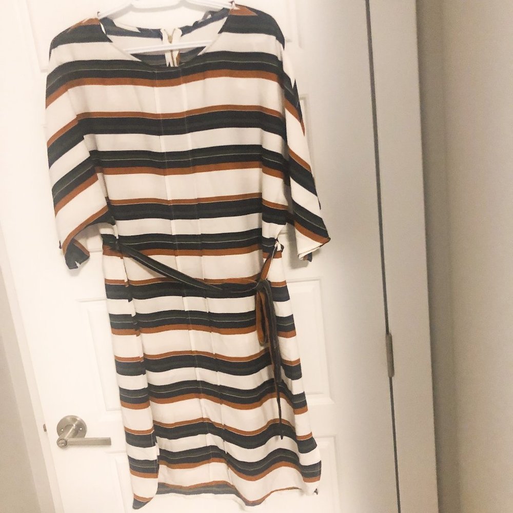 TU Striped Nautical Blouson Midi Dress US 14